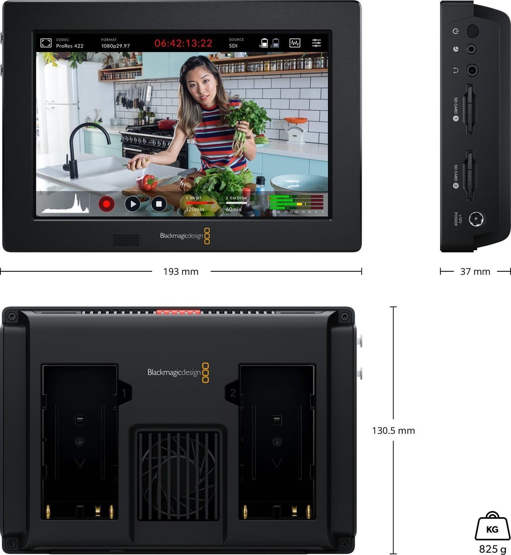 Video Assist 7″ 3G – Rozmery a hmotnosť