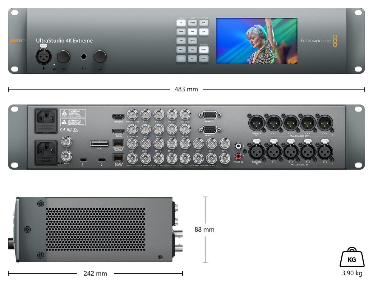 Blackmagic Design UltraStudio 4K Extreme 3 – Rozmery a hmotnosť