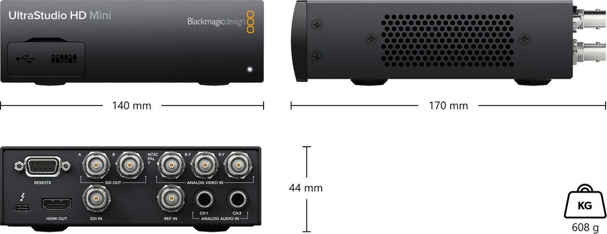 Blackmagic Design UltraStudio HD Mini – Rozmery a hmotnosť